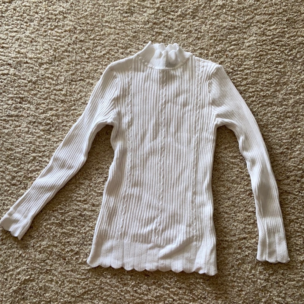 White Ribbed Turtleneck